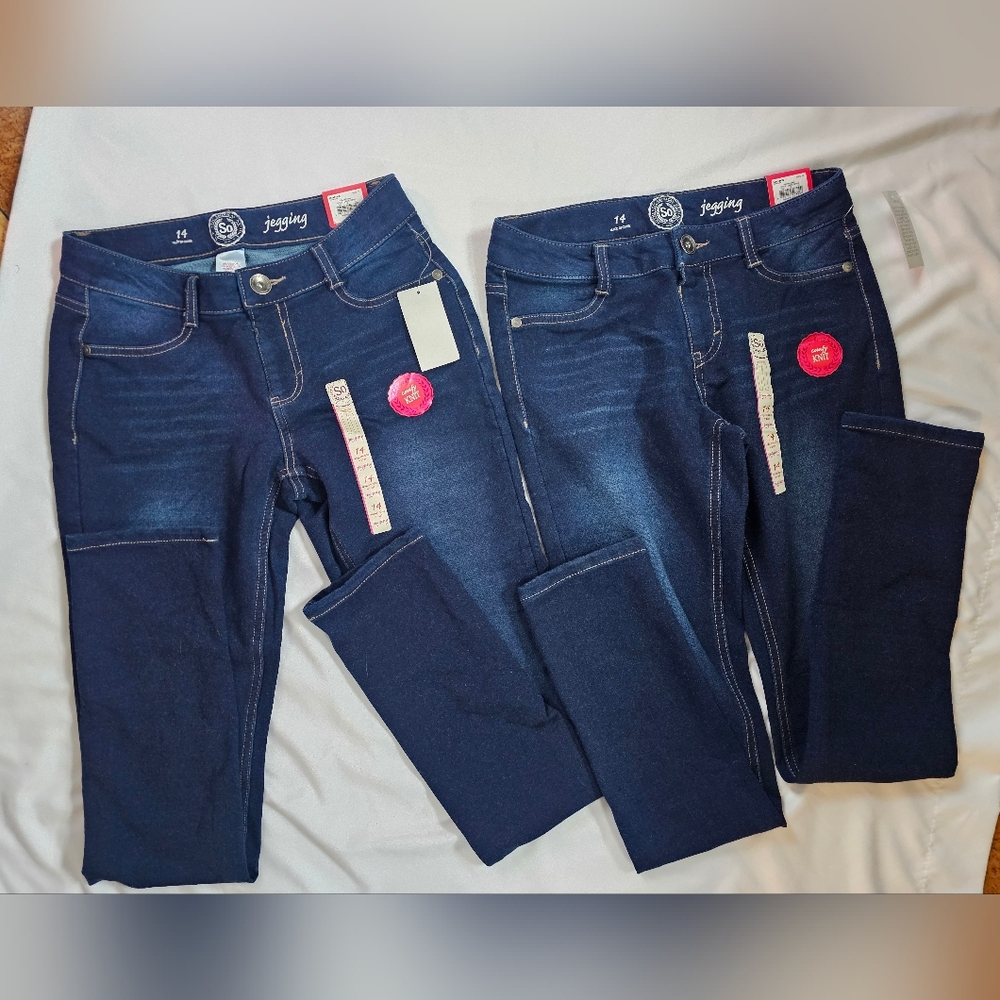 Set Of Two (2) Pairs Of Girls Soft Jeggings By SO- Comfy Knit- NWT